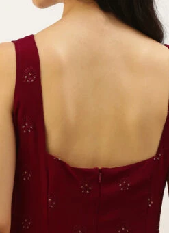 Maroon N Red Embroidered Dress Party Wear -C Bazaar Shop Maroon N Red Embroidered Dress DRBS02206264 rrc2