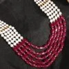 Maroon N White Brass Necklace Party Wear