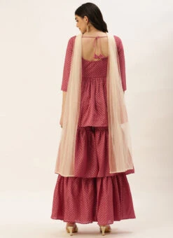 Bottom From Maroon Nylon Jacquard Gharara Set After Six Wear -C Bazaar Shop Maroon Nylon Jacquard Gharara Set SLBS02209636 b