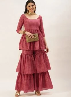 Bottom From Maroon Nylon Jacquard Gharara Set After Six Wear -C Bazaar Shop Maroon Nylon Jacquard Gharara Set SLBS02209636 u