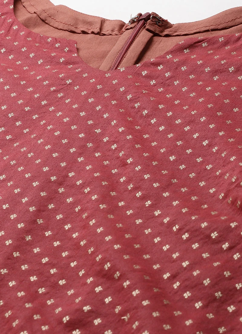 Maroon Nylon Jacquard Kurta Sets Festive Wear 5 Maroon Nylon Jacquard Kurta Sets Festive Wear - Image 5