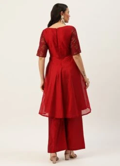 Maroon Printed Kurta Set Festive Wear Wedding Wear -C Bazaar Shop Maroon Printed Kurta Set KSBS02204807 b