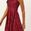 Maroon Printed One Shoulder Dress After Six Wear
