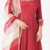 Maroon Red Chinon Silk Mirror Work Anarkali Suit Wedding Wear