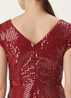 Maroon Sequins Embroidered Georgette With Keyhole Wedding Wear 13 Maroon Sequins Embroidered Georgette With Keyhole Wedding Wear -C Bazaar Shop Maroon Sequins Embroidered Georgette With Keyhole IWBS02304996 rrc2