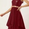 Maroon Sequins Handkerchief Gown Festive Wear