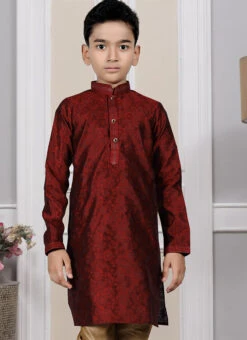 Maroon Silk Printed Kurta Pyjama Party Wear -C Bazaar Shop Maroon Silk Printed Kurta Pyjama KDMRG13029 b