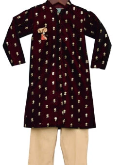 Maroon Velvet Ajkan Kurta Pyjama