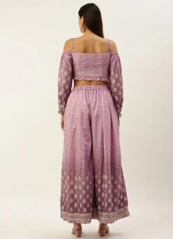 Bottom From Mauve Art Silk Digital Printed Co Ords Set After Six Wear -C Bazaar Shop Mauve Art Silk Digital Printed Co Ords Set IWBS02301067 b