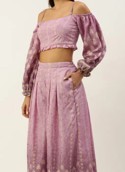 Bottom From Mauve Art Silk Digital Printed Co Ords Set After Six Wear