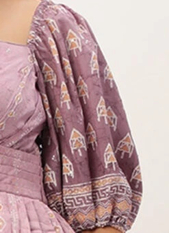 Mauve Art Silk Digital Printed Dress Party Wear -C Bazaar Shop Mauve Art Silk Digital Printed Dress DRBS02304077 rrc3