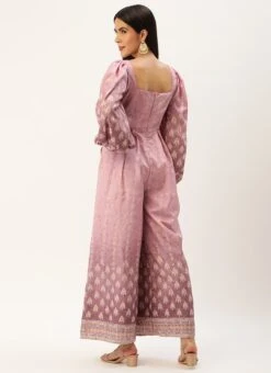 Mauve Art Silk Digital Printed Jumpsuits After Six Wear -C Bazaar Shop Mauve Art Silk Digital Printed Jumpsuits DRBS02301077 b