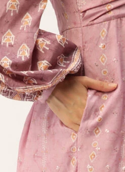 Mauve Art Silk Digital Printed Jumpsuits After Six Wear -C Bazaar Shop Mauve Art Silk Digital Printed Jumpsuits DRBS02301077 rrc2