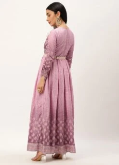 Mauve Digital Printed Maxi Dress Festive Wear -C Bazaar Shop Mauve Digital Printed Maxi Dress DRBS02212588 b