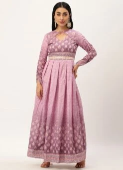 Mauve Digital Printed Maxi Dress Festive Wear -C Bazaar Shop Mauve Digital Printed Maxi Dress DRBS02212588 u