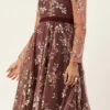 Mauve Embroidered Floor Length Gown Party Wear