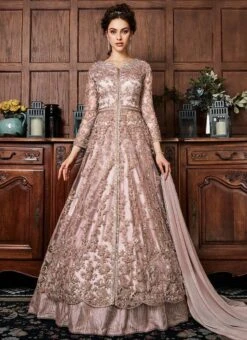 Mauve Embroidered Long Choli Lehenga Party Wear -C Bazaar Shop Mauve Embroidered Long Choli Lehenga GHSCC4530 u