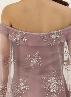 Mauve Embroidered Net Cape Style Gown Party Wear 13 Mauve Embroidered Net Cape Style Gown Party Wear -C Bazaar Shop Mauve Embroidered Net Cape Style Gown IWBS02007370 rrc2