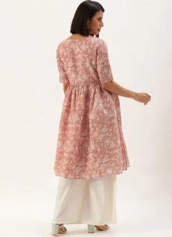 Mauve Floral Printed Kurta Set Festive Wear 11 Mauve Floral Printed Kurta Set Festive Wear -C Bazaar Shop Mauve Floral Printed Kurta Set KSBS02203571 b