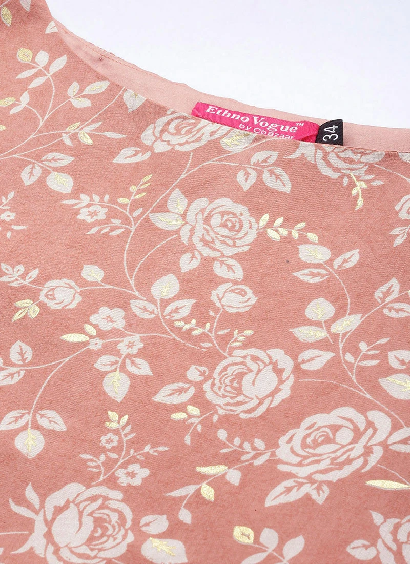 Mauve Floral Printed Kurta Set Festive Wear 5 Mauve Floral Printed Kurta Set Festive Wear - Image 5