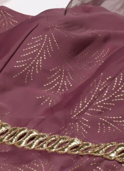 Mauve Foil Printed Satin Draped Gown Party Wear 12 Mauve Foil Printed Satin Draped Gown Party Wear -C Bazaar Shop Mauve Foil Printed Satin Draped Gown IWBS02209695 rrc1
