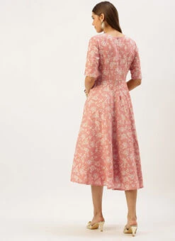 Mauve Modal Silk Fit And Flare Dress After Six Wear -C Bazaar Shop Mauve Modal Silk Fit And Flare Dress DRBS02203485 b