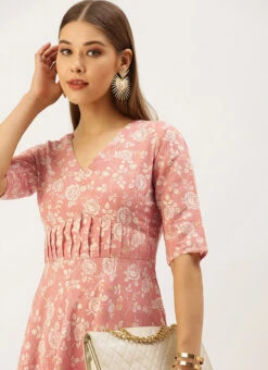 Mauve Modal Silk Fit And Flare Dress After Six Wear -C Bazaar Shop Mauve Modal Silk Fit And Flare Dress DRBS02203485 rrc1