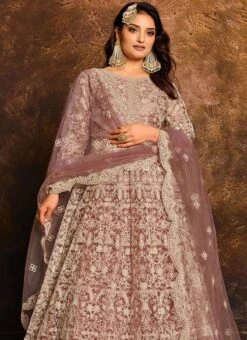 Mauve Net Anarkali Suit Party Wear 7 Mauve Net Anarkali Suit Party Wear -C Bazaar Shop Mauve Net Anarkali Suit SLSAK24981903 b