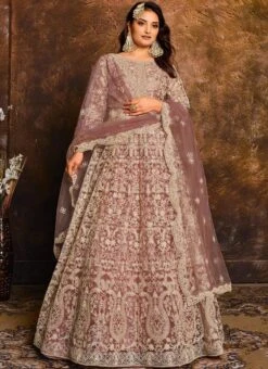 Mauve Net Anarkali Suit Party Wear 6 Mauve Net Anarkali Suit Party Wear -C Bazaar Shop Mauve Net Anarkali Suit SLSAK24981903 u