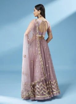 Mauve Net Thread Sequins Work Umbrella Lehenga Party Wear -C Bazaar Shop Mauve Net Thread Sequins Work Umbrella Lehenga GHSP5257RG b