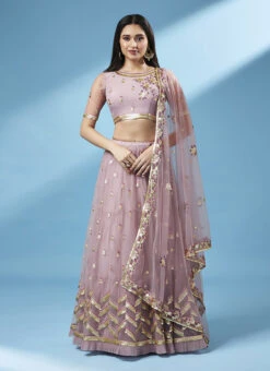 Mauve Net Thread Sequins Work Umbrella Lehenga Party Wear -C Bazaar Shop Mauve Net Thread Sequins Work Umbrella Lehenga GHSP5257RG u