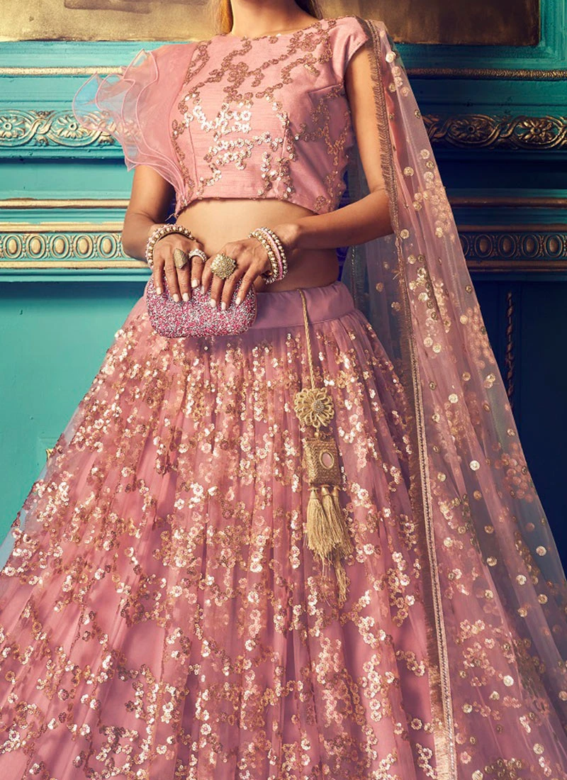 Mauve Net Umbrella Lehenga Party Wear 1 Mauve Net Umbrella Lehenga Party Wear