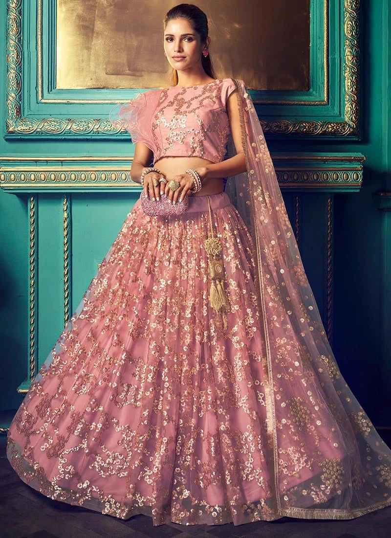 Mauve Net Umbrella Lehenga Party Wear 3 Mauve Net Umbrella Lehenga Party Wear - Image 3