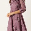 Mauve Organza Digital Printed Cowl Style Dress After Six Wear