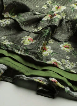 Mehndi Green Georgette Printed Dress After Six Wear Party Wear -C Bazaar Shop Mehndi Green Georgette Printed Dress DRBS02211034 rrc4