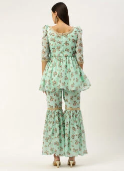 Bottom From Mint Green Digital Printed Embroidered Co Ords Set After Six Wear -C Bazaar Shop Mint Green Digital Printed Embroidered Co Ords Set IWBS02211226 b