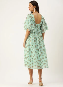 Mint Green Georgette Digital Printed Dress After Six Wear Party Wear 11 Mint Green Georgette Digital Printed Dress After Six Wear Party Wear -C Bazaar Shop Mint Green Georgette Digital Printed Dress DRBS02210920 b
