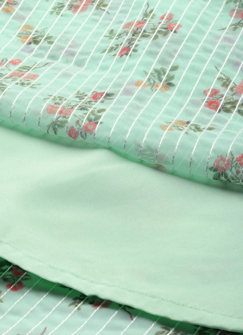 Mint Green Georgette Digital Printed Dress After Six Wear Party Wear 8 Mint Green Georgette Digital Printed Dress After Six Wear Party Wear - Image 8