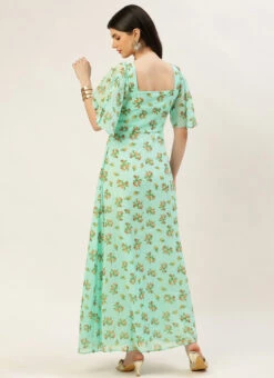Mint Green Georgette Digital Printed Dress After Six Wear 11 Mint Green Georgette Digital Printed Dress After Six Wear -C Bazaar Shop Mint Green Georgette Digital Printed Dress DRBS02211307 b