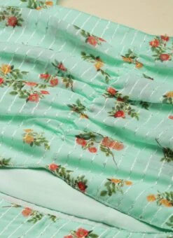 Mint Green Georgette Digital Printed Dress Festive Wear After Six Wear -C Bazaar Shop Mint Green Georgette Digital Printed Dress DRBS02211307 rrc1 1