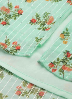 Mint Green Georgette Digital Printed Dress After Six Wear 15 Mint Green Georgette Digital Printed Dress After Six Wear -C Bazaar Shop Mint Green Georgette Digital Printed Dress DRBS02211307 rrc4