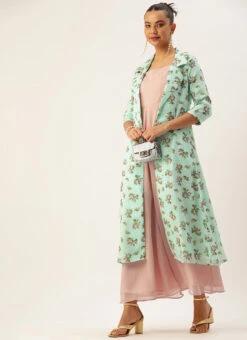 Mint Green Georgette Digital Printed Jumpsuit After Six Wear 10 Mint Green Georgette Digital Printed Jumpsuit After Six Wear -C Bazaar Shop Mint Green Georgette Digital Printed Jumpsuit DRBS02211058 u