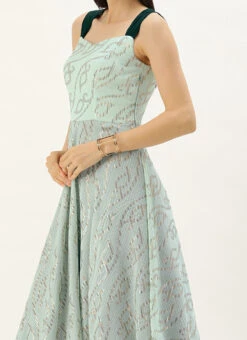 Mint Green Georgette Sequins Embroidered Strap Gown Festive Wear