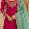 Mint Green Net Thread Embroidery Umbrella Lehenga Party Wear