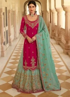 Mint Green Net Thread Embroidery Umbrella Lehenga Party Wear 6 Mint Green Net Thread Embroidery Umbrella Lehenga Party Wear -C Bazaar Shop Mint Green Net Thread Embroidery Umbrella Lehenga GHSAK282815157CH u