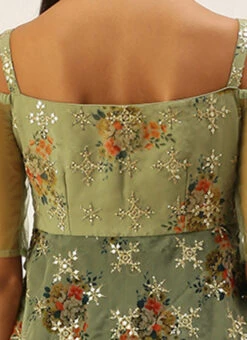 Mint Green Organza N Layered Style Gown Wedding Wear -C Bazaar Shop Mint Green Organza N Layered Style Gown IWBS02206201 rrc2