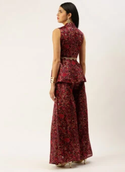 Bottom From MultiColored Art Silk Printed Co Ords Set After Six Wear -C Bazaar Shop MultiColored Art Silk Printed Co Ords Set IWBS02302302 b