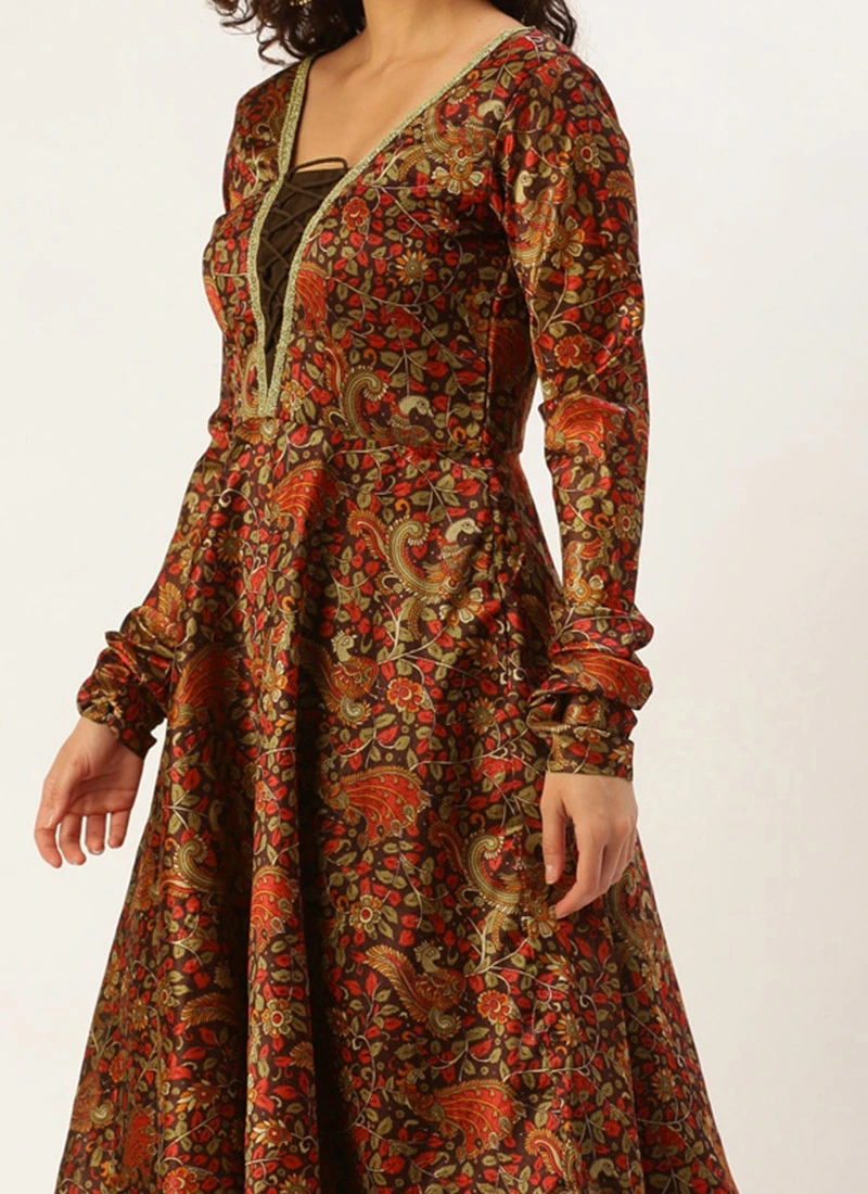 Top From MultiColored Art Silk Printed Suit After Six Wear 1 Top From MultiColored Art Silk Printed Suit After Six Wear