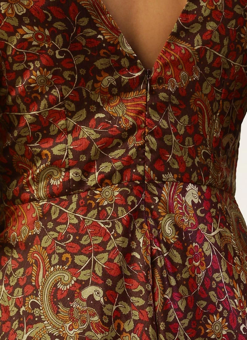 Top From MultiColored Art Silk Printed Suit After Six Wear 7 Top From MultiColored Art Silk Printed Suit After Six Wear - Image 7