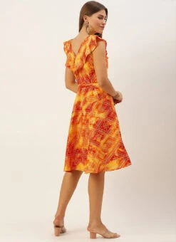 MultiColored Printed Cotton Knee Length Dress After Six Wear -C Bazaar Shop MultiColored Printed Cotton Knee Length Dress DRBS02105402 b